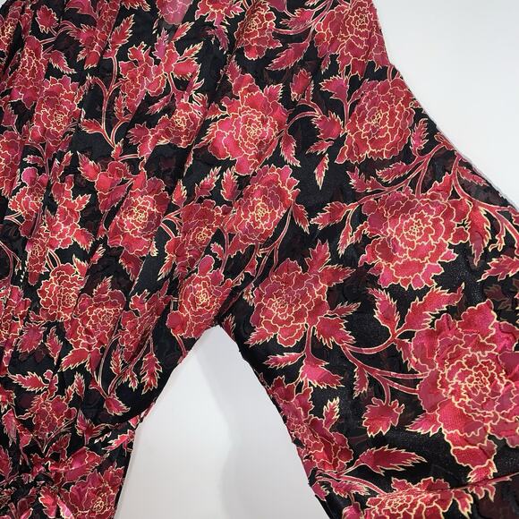 Vintage Victoria’s Secret Red Floral Seep Intimates Long Kimono Robe Size M/L - Picture 6 of 16